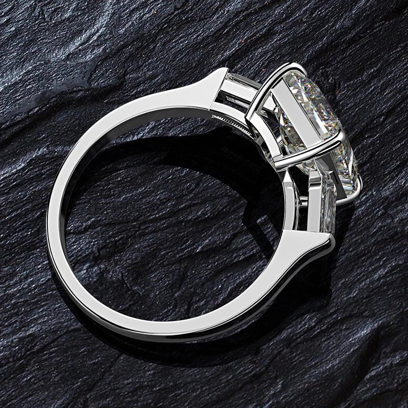 Emerald Cut  Moissanite Engagement Diamond Ring