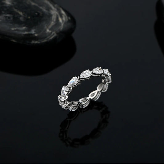 100% 925 Sterling Silver 3*5mm Pear High Carbon Diamond Ring