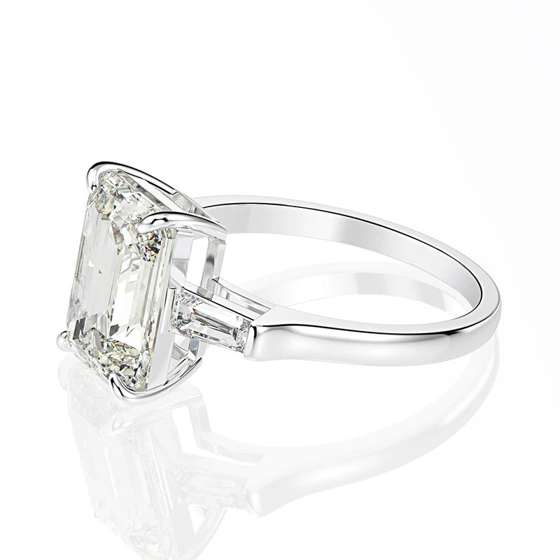 Emerald Cut  Moissanite Engagement Diamond Ring