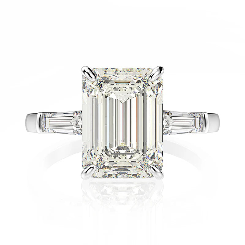 Emerald Cut  Moissanite Engagement Diamond Ring