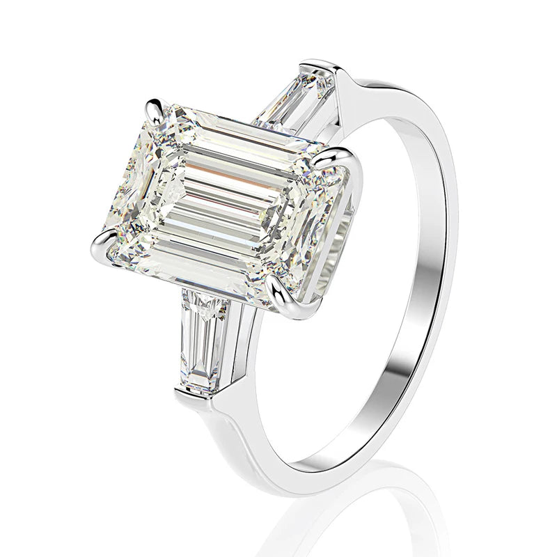 Emerald Cut  Moissanite Engagement Diamond Ring