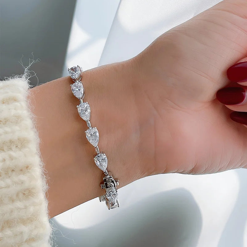 S925 silver bracelet 5*8 full diamond pear-shaped bracelet