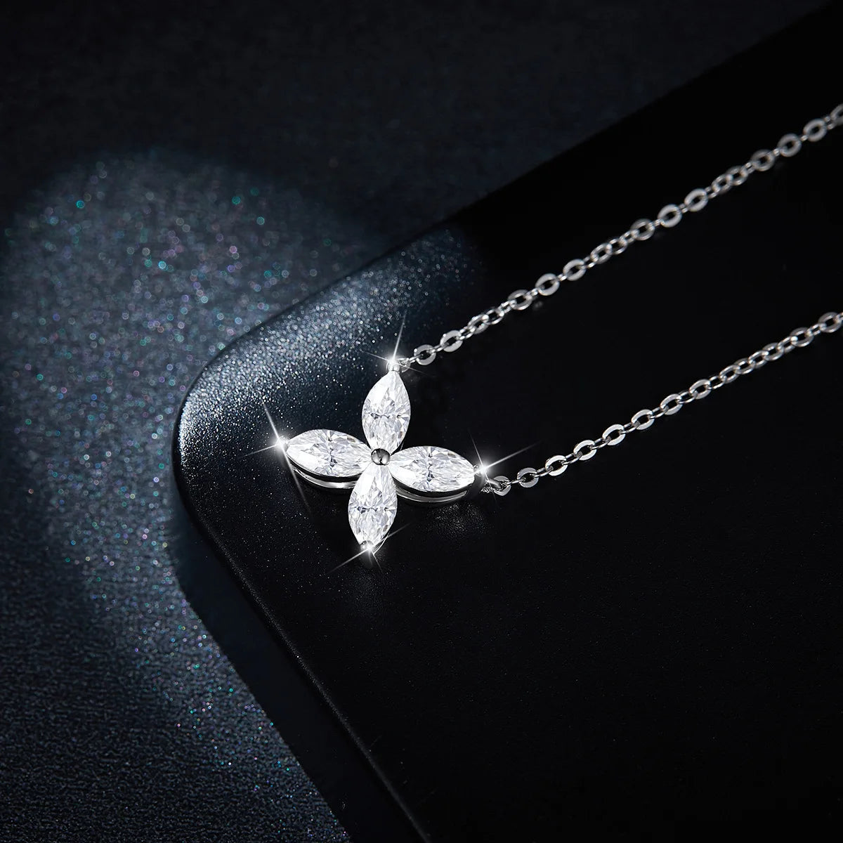 1.2CT Butterfly Horse Eye Moissanite Pendant Necklace for Women 925 Sterling Silver