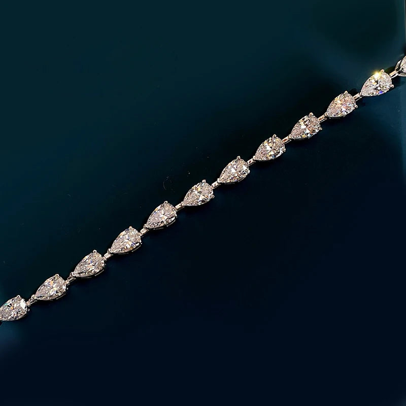 S925 silver bracelet 5*8 full diamond pear-shaped bracelet