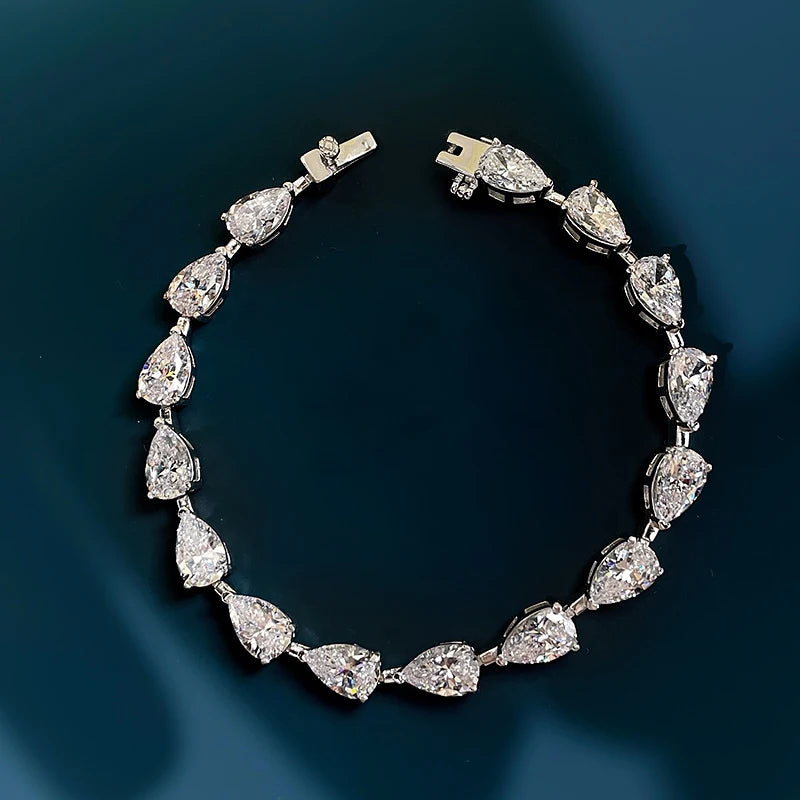 S925 silver bracelet 5*8 full diamond pear-shaped bracelet